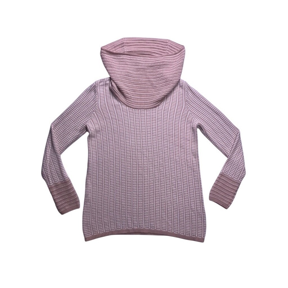 Calvin Klein Cowl Neck Sweater Womens Medium Pink Ribbed Cotton Knit Preppy